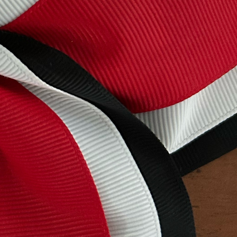 Red and Black Striped Hair Bow - Picture 2 of 3